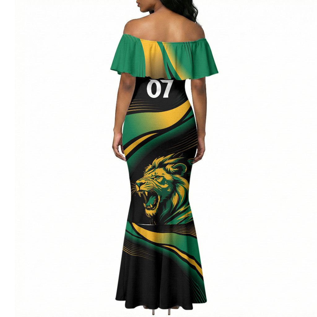 Afro-Jamaica Heritage Custom Mermaid Dress Roaring Lion