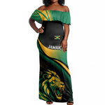 Afro-Jamaica Heritage Custom Off Shoulder Maxi Dress Roaring Lion