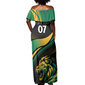 Afro-Jamaica Heritage Custom Off Shoulder Maxi Dress Roaring Lion