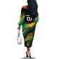 Afro-Jamaica Heritage Custom Off The Shoulder Long Sleeve Dress Roaring Lion