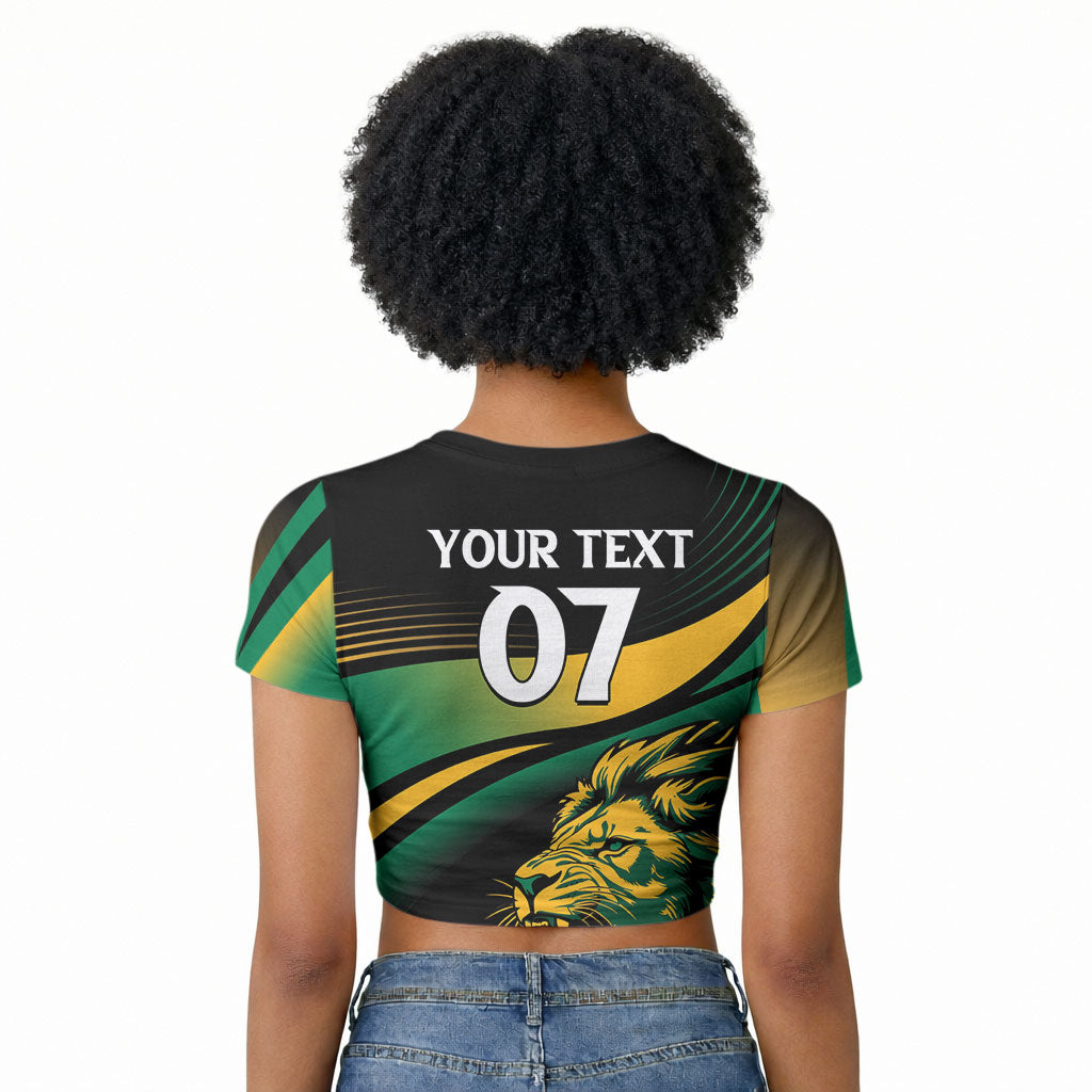 Afro-Jamaica Heritage Custom Raglan Cropped T shirt Roaring Lion
