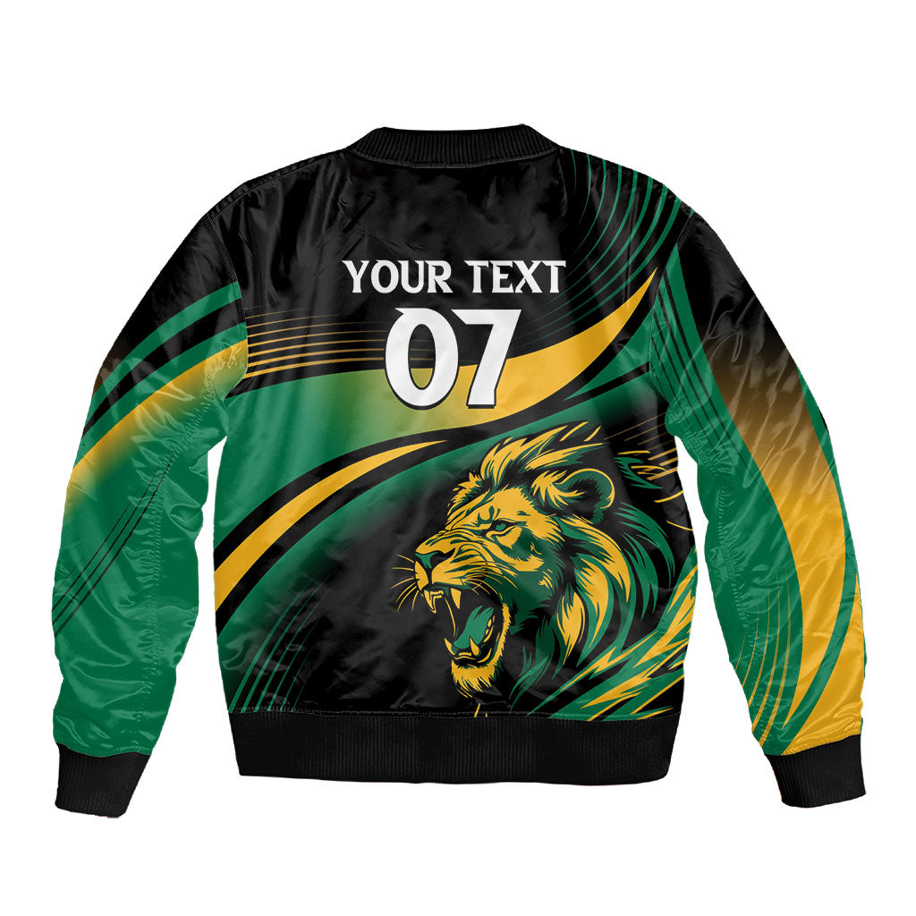 Afro-Jamaica Heritage Custom Sleeve Zip Bomber Jacket Roaring Lion