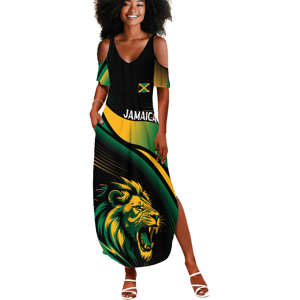 Afro-Jamaica Heritage Custom Summer Maxi Dress Roaring Lion