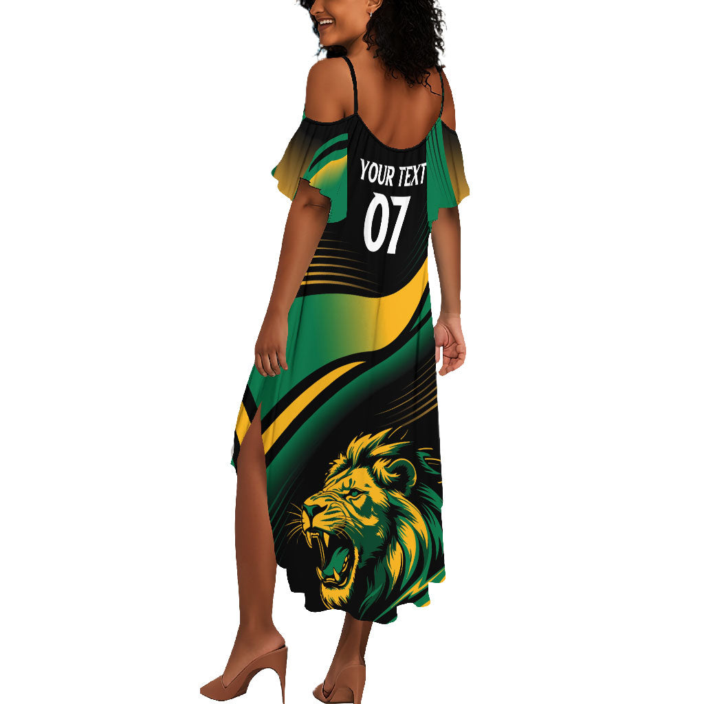 Afro-Jamaica Heritage Custom Summer Maxi Dress Roaring Lion