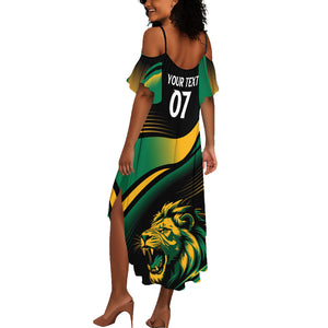 Afro-Jamaica Heritage Custom Summer Maxi Dress Roaring Lion