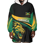Afro-Jamaica Heritage Custom Wearable Blanket Hoodie Roaring Lion