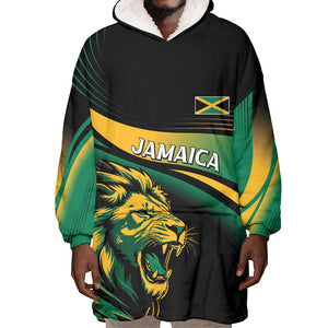 Afro-Jamaica Heritage Custom Wearable Blanket Hoodie Roaring Lion