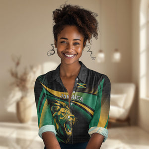 Afro-Jamaica Heritage Custom Women Casual Shirt Roaring Lion