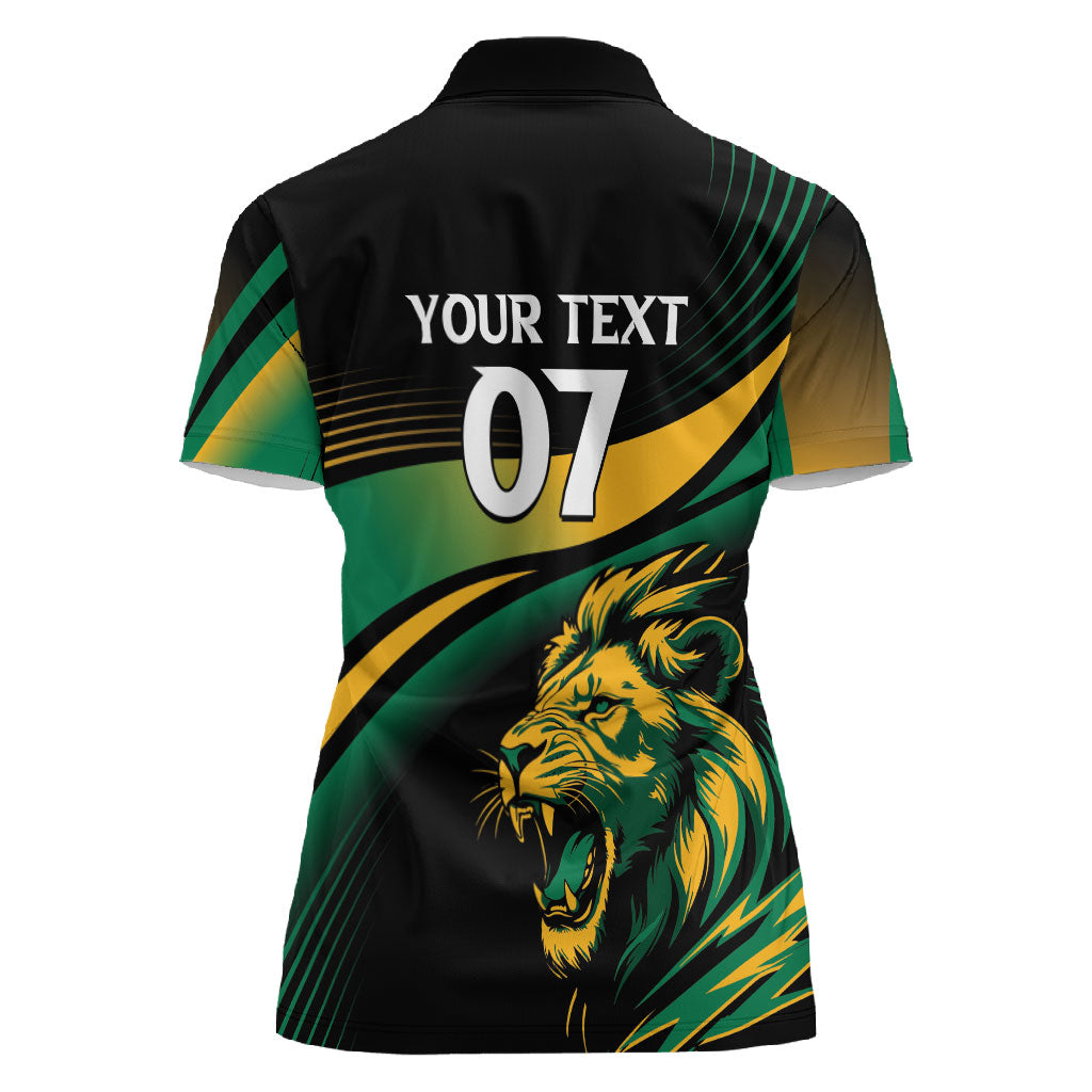 Afro-Jamaica Heritage Custom Women Polo Shirt Roaring Lion