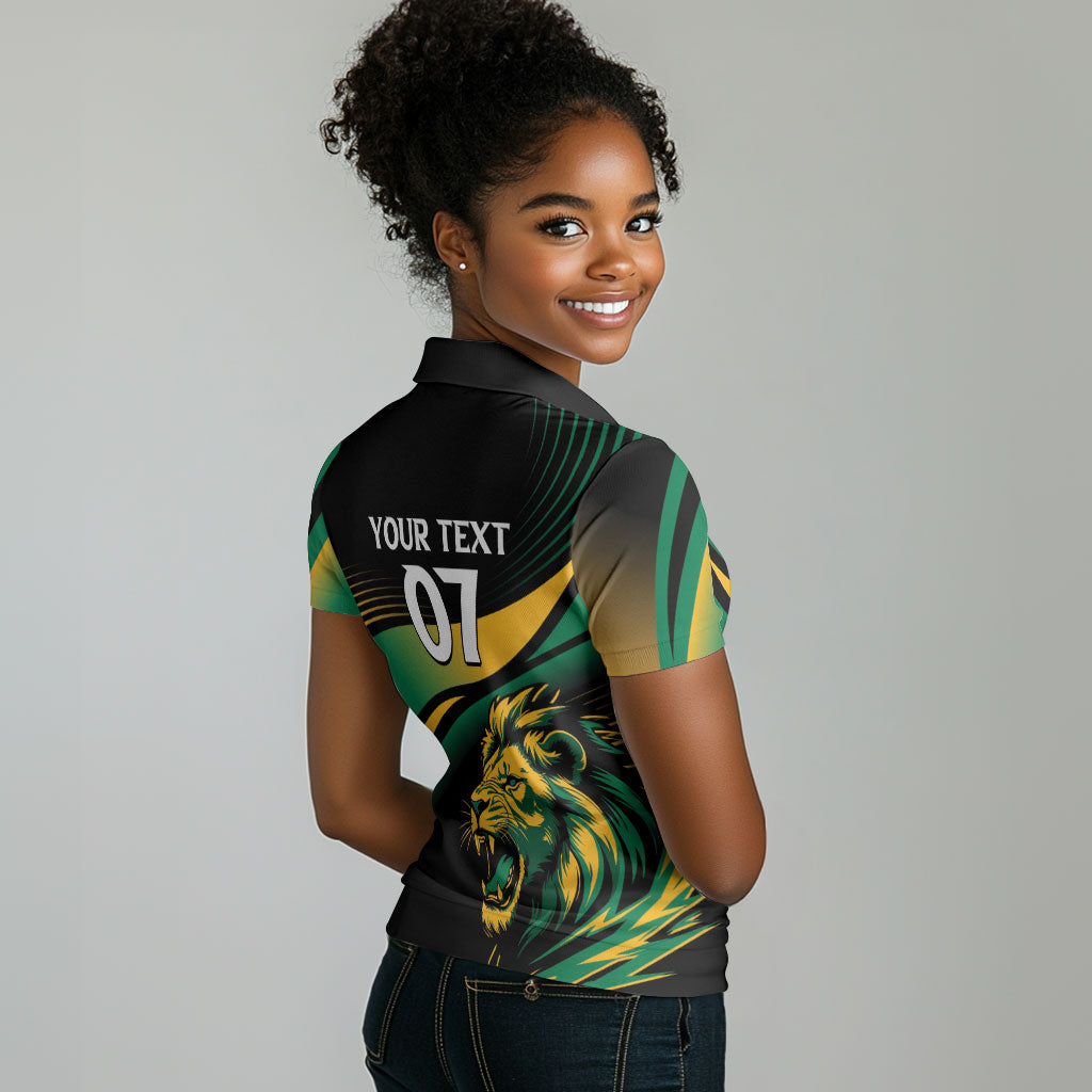Afro-Jamaica Heritage Custom Women Polo Shirt Roaring Lion