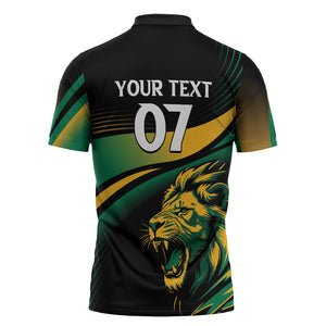 Afro-Jamaica Heritage Custom Zipper Polo Shirt Roaring Lion