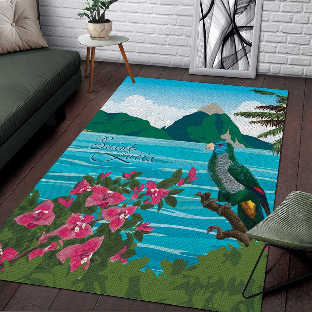 Afro-Saint Lucians Area Rug Pitons Landscape