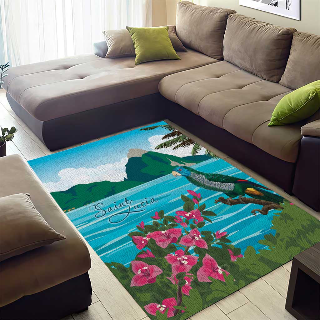 Afro-Saint Lucians Area Rug Pitons Landscape
