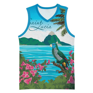 Afro-Saint Lucians Basketball Jersey Pitons Landscape - African Pride