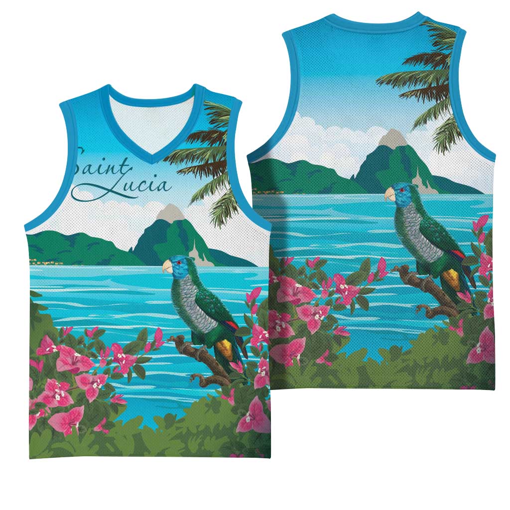 Afro-Saint Lucians Basketball Jersey Pitons Landscape - African Pride