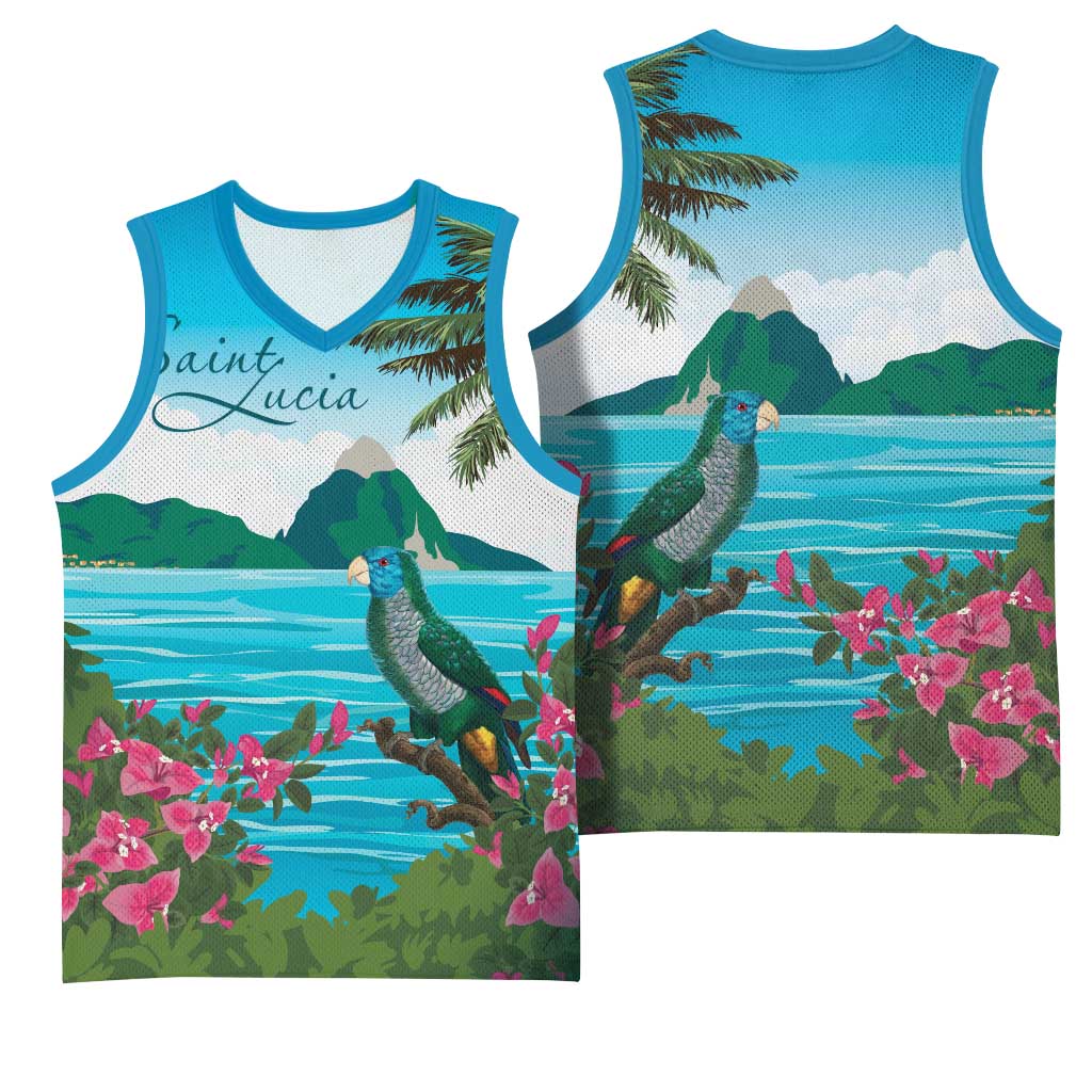 Afro-Saint Lucians Basketball Jersey Pitons Landscape LT7