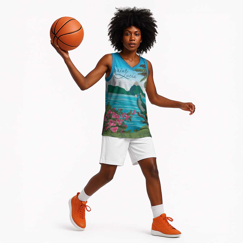 Afro-Saint Lucians Basketball Jersey Pitons Landscape - African Pride