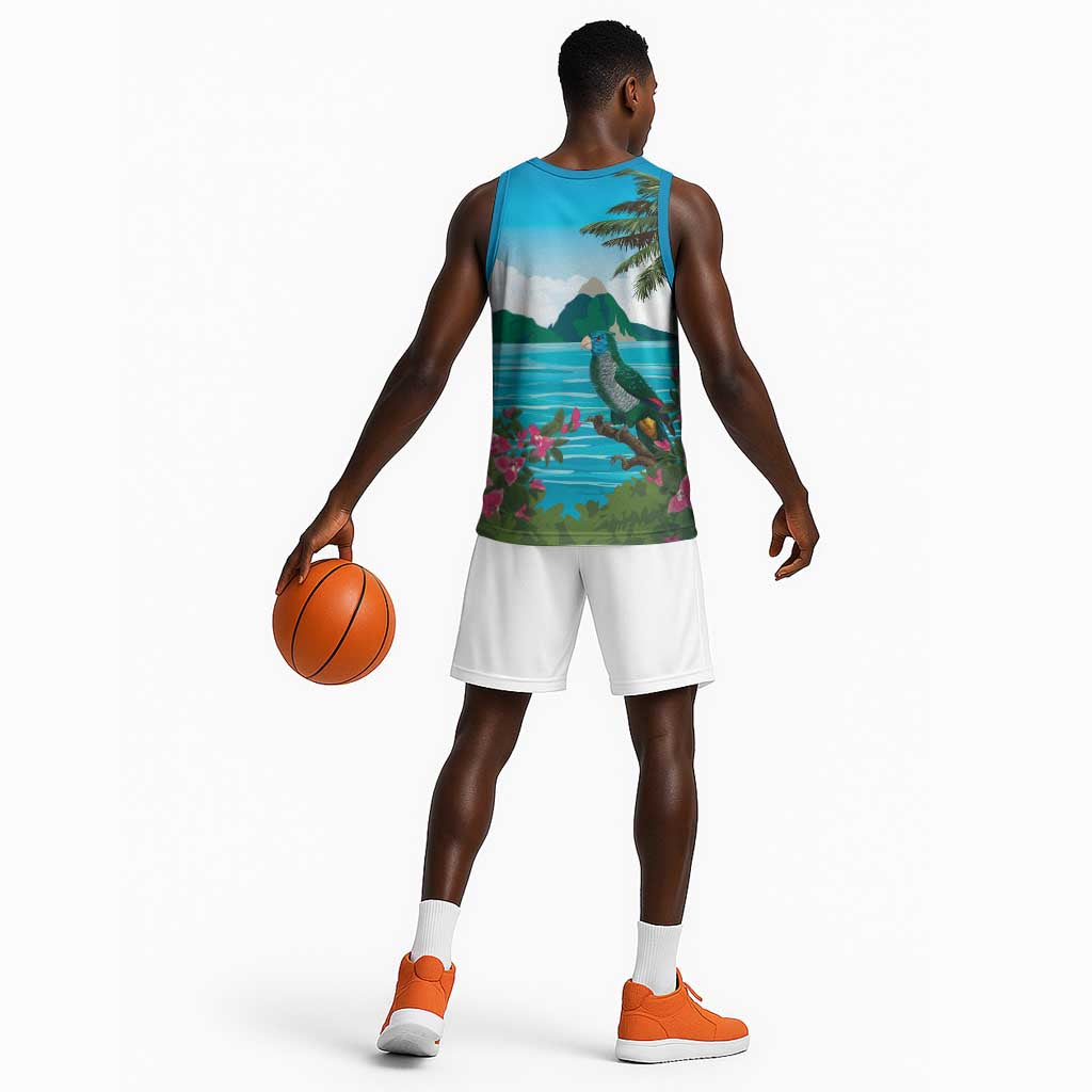 Afro-Saint Lucians Basketball Jersey Pitons Landscape - African Pride