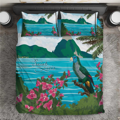 Afro-Saint Lucians Bedding Set Pitons Landscape