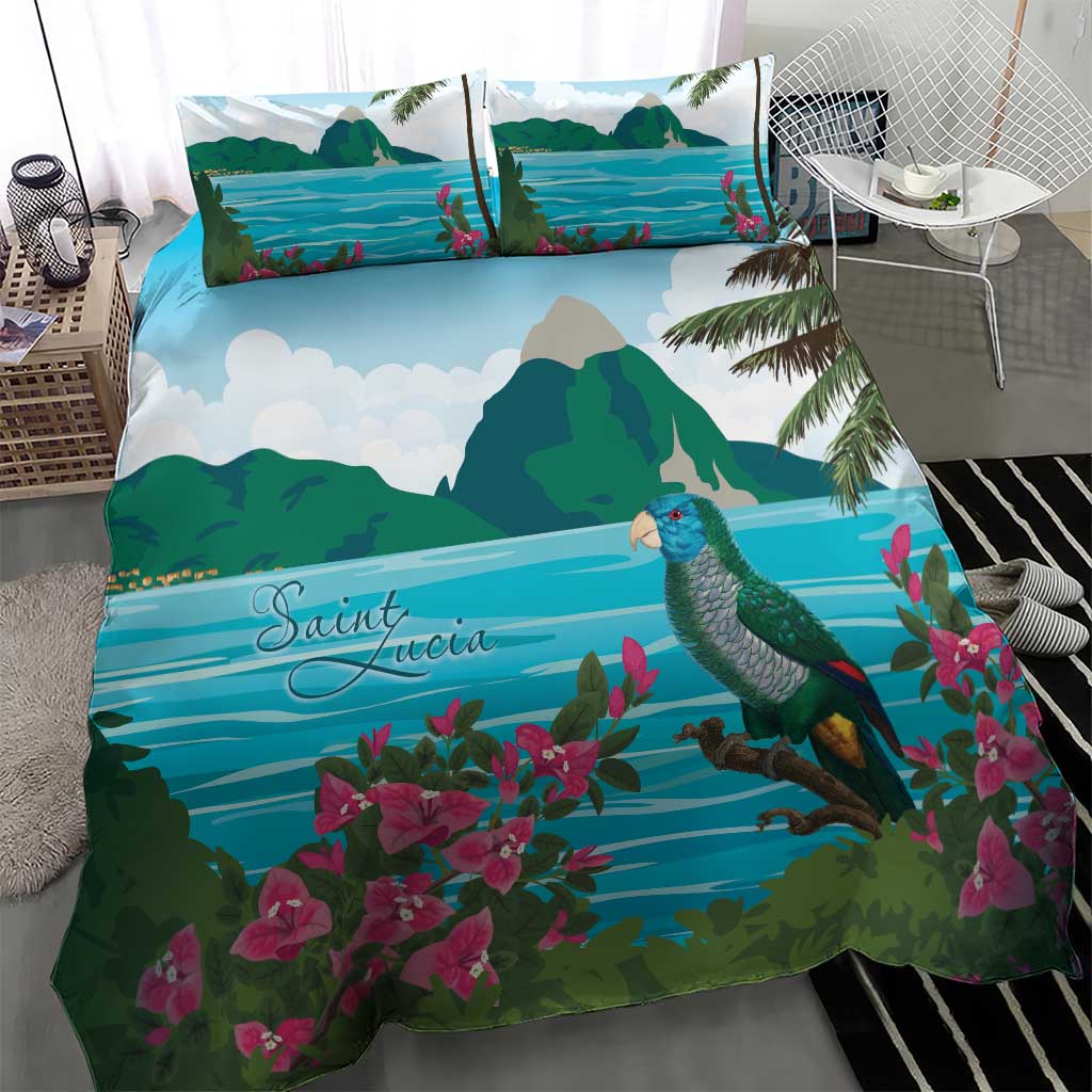 Afro-Saint Lucians Bedding Set Pitons Landscape