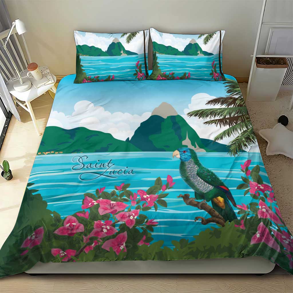 Afro-Saint Lucians Bedding Set Pitons Landscape