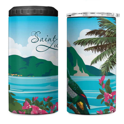 Afro-Saint Lucians 4 in 1 Can Cooler Tumbler Pitons Landscape
