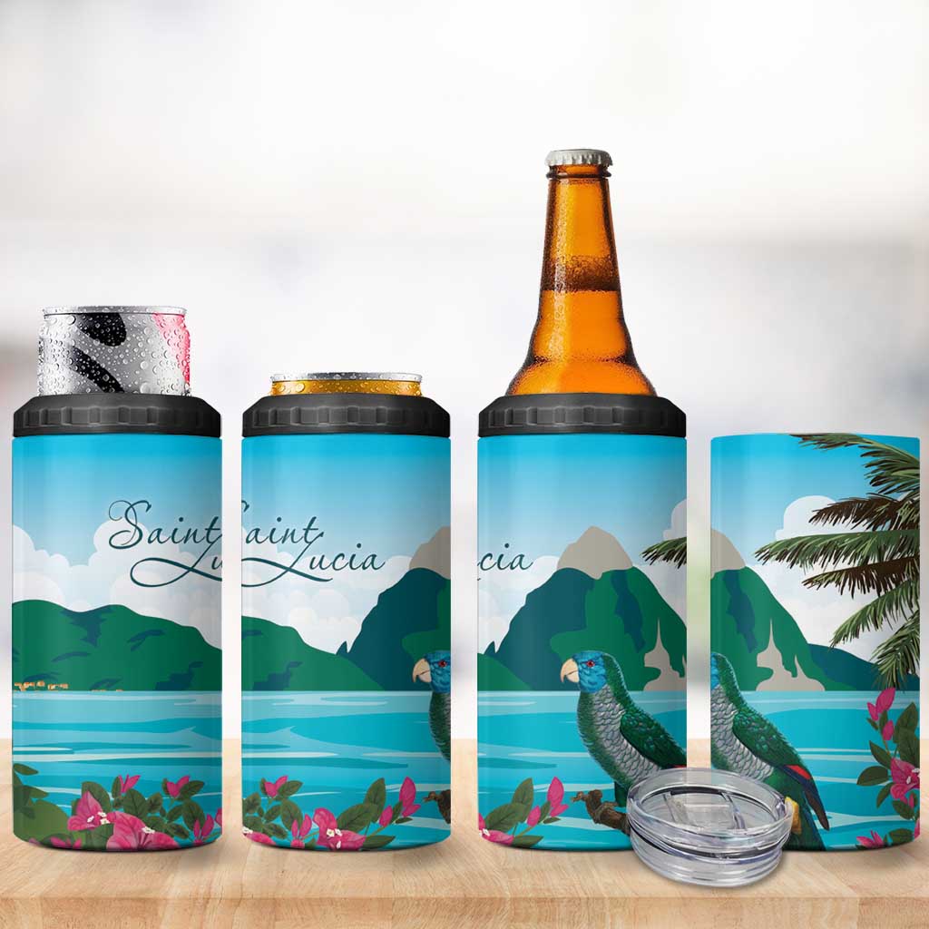 Afro-Saint Lucians 4 in 1 Can Cooler Tumbler Pitons Landscape