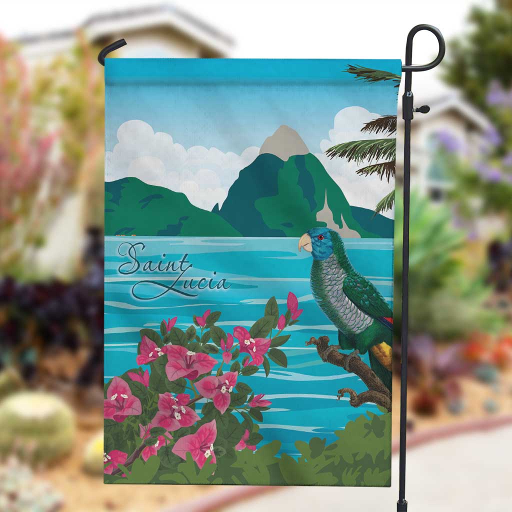 Afro-Saint Lucians Garden Flag Pitons Landscape
