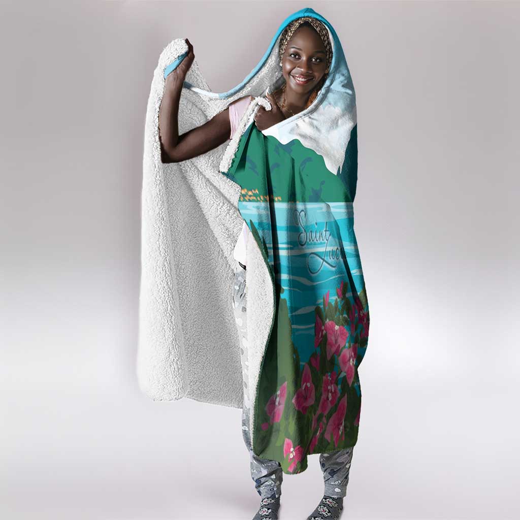 Afro-Saint Lucians Hooded Blanket Pitons Landscape