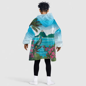 Afro-Saint Lucians Kid Wearable Blanket Hoodie Pitons Landscape