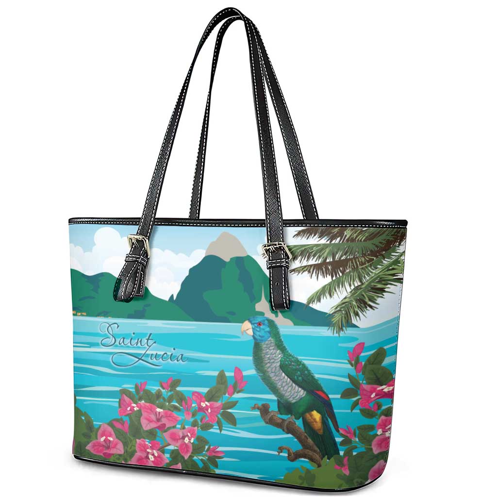 Afro-Saint Lucians Leather Tote Bag Pitons Landscape