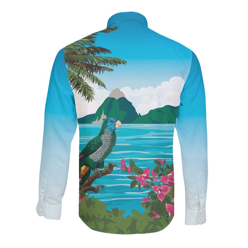 Afro-Saint Lucians Long Sleeve Button Shirt Pitons Landscape
