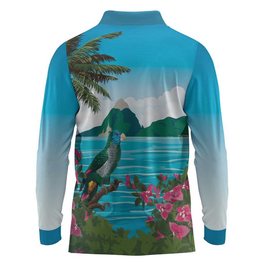 Afro-Saint Lucians Long Sleeve Polo Shirt Pitons Landscape