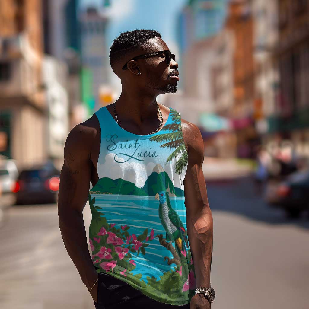 Afro-Saint Lucians Men Tank Top Pitons Landscape