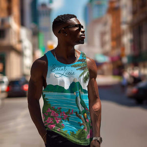 Afro-Saint Lucians Men Tank Top Pitons Landscape