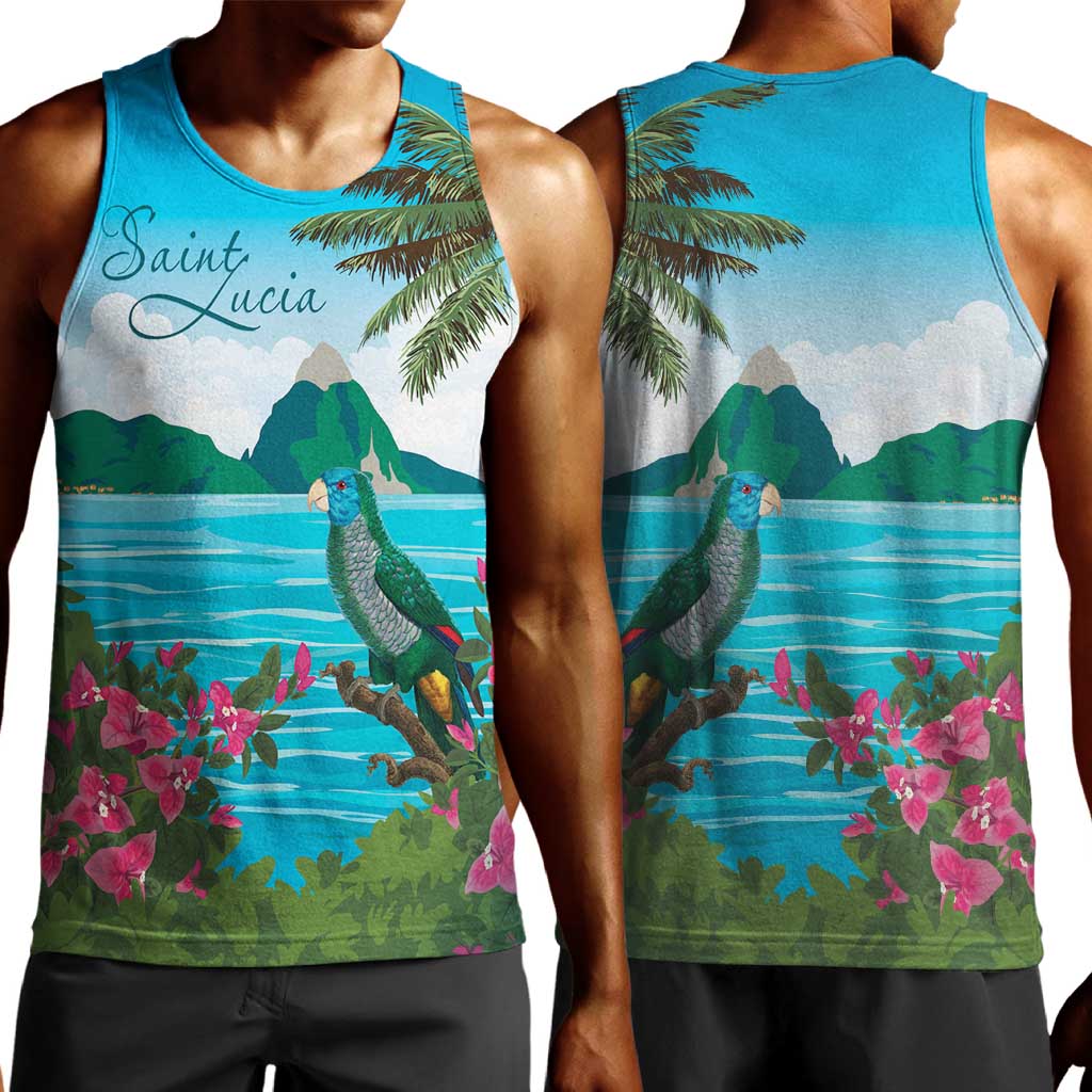 Afro-Saint Lucians Men Tank Top Pitons Landscape