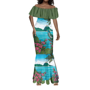 Afro-Saint Lucians Mermaid Dress Pitons Landscape
