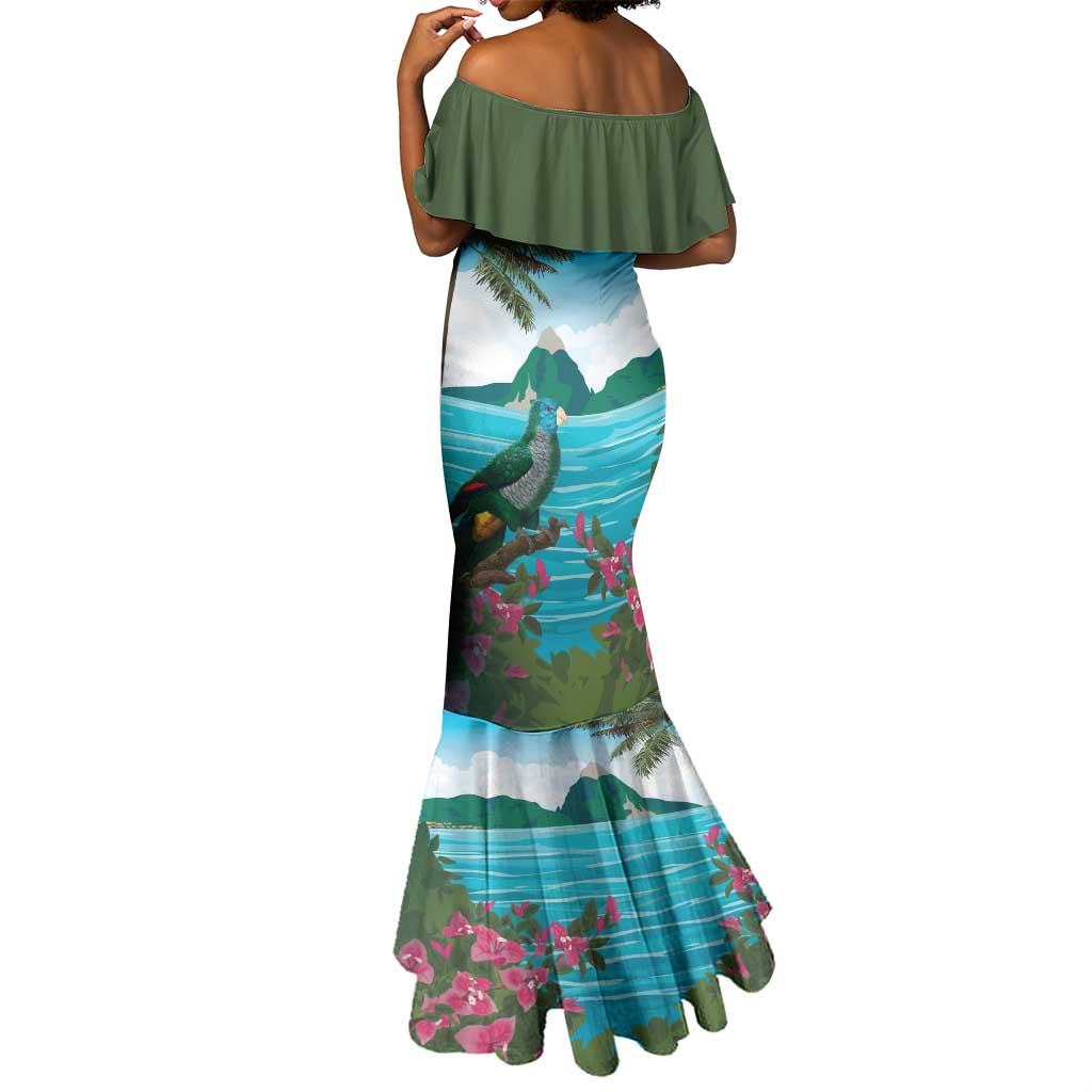 Afro-Saint Lucians Mermaid Dress Pitons Landscape