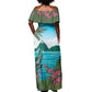 Afro-Saint Lucians Off Shoulder Maxi Dress Pitons Landscape