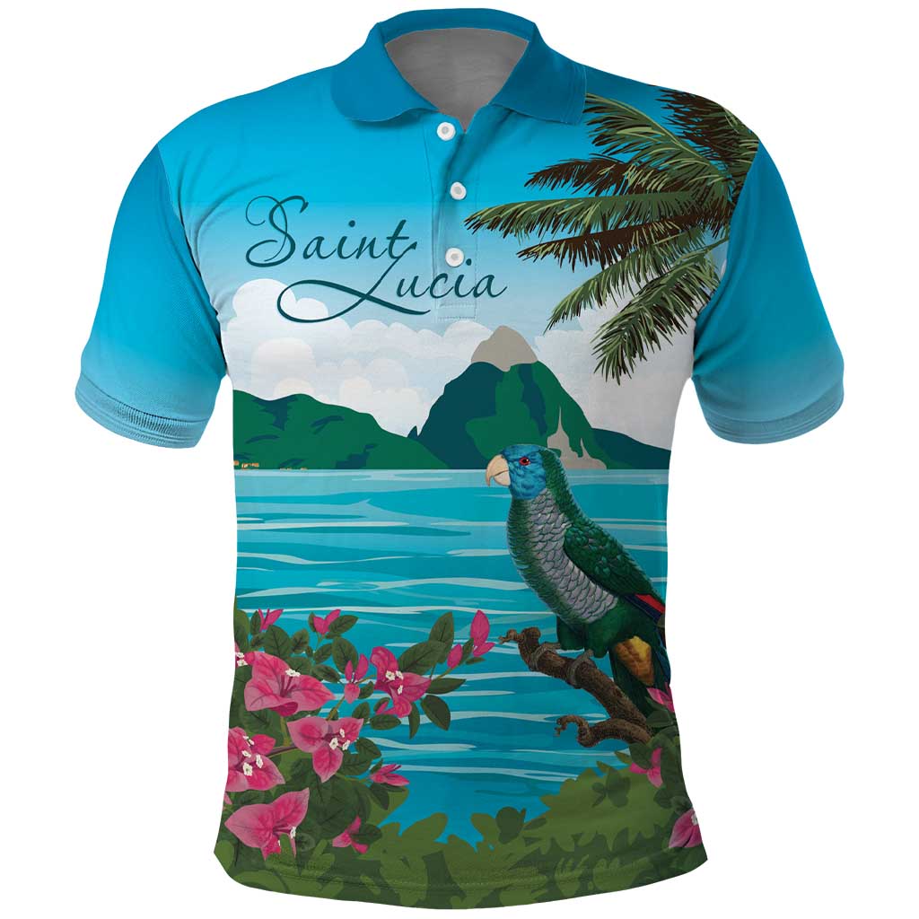 Afro-Saint Lucians Polo Shirt Pitons Landscape