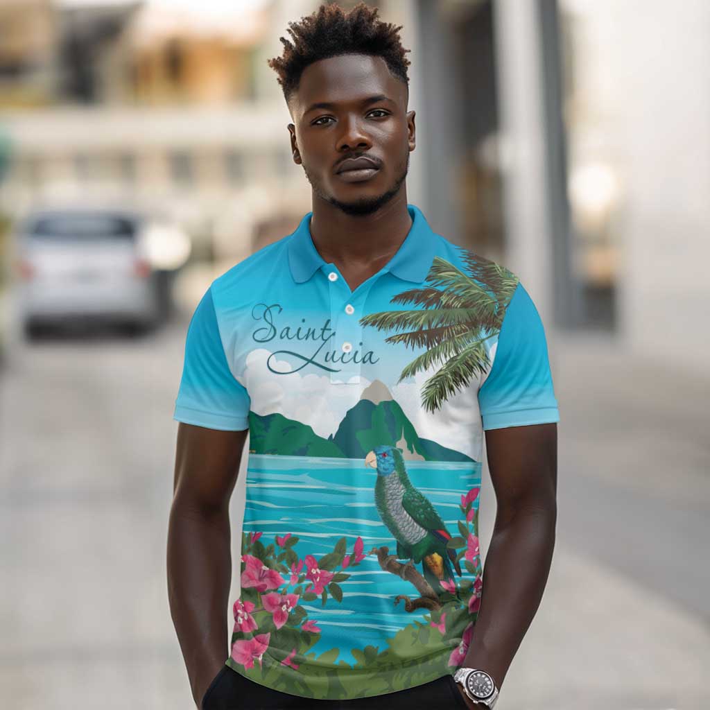 Afro-Saint Lucians Polo Shirt Pitons Landscape