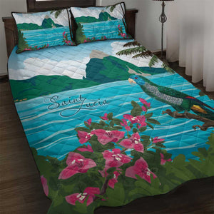 Afro-Saint Lucians Quilt Bed Set Pitons Landscape