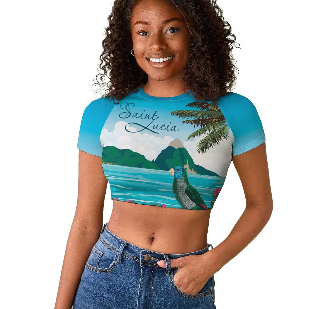 Afro-Saint Lucians Raglan Cropped T shirt Pitons Landscape