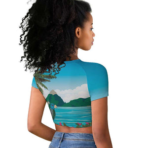 Afro-Saint Lucians Raglan Cropped T shirt Pitons Landscape