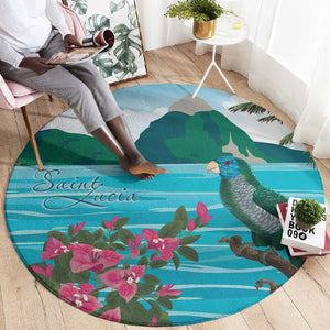 Afro-Saint Lucians Round Carpet Pitons Landscape