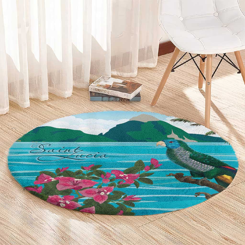 Afro-Saint Lucians Round Carpet Pitons Landscape