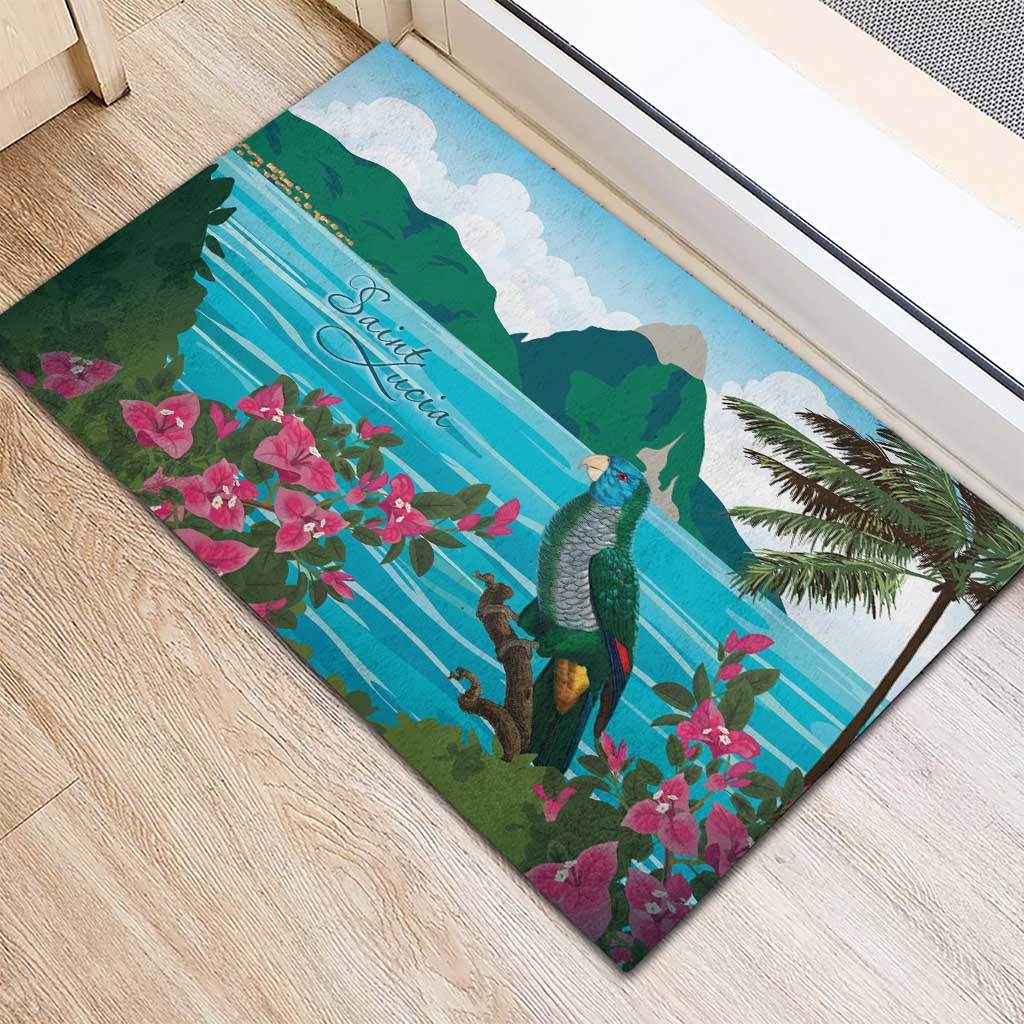 Afro-Saint Lucians Rubber Doormat Pitons Landscape