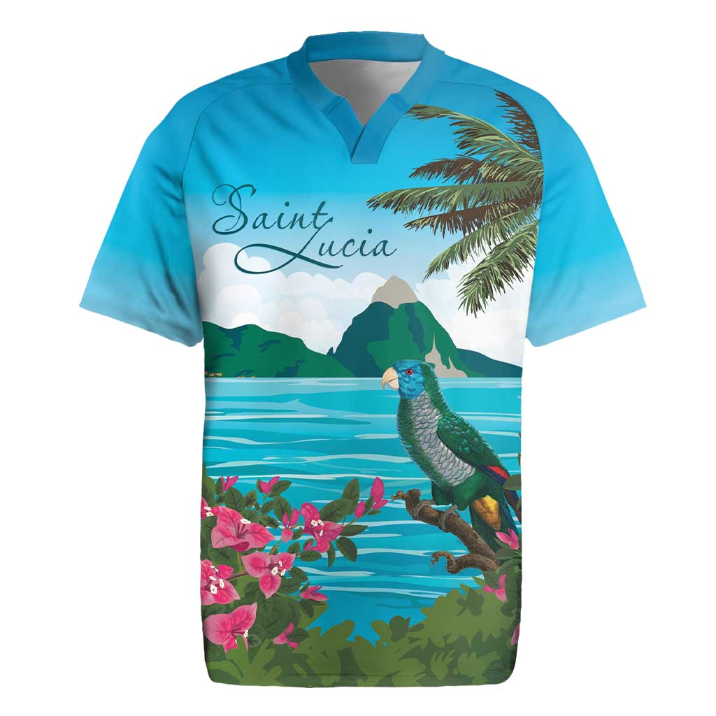 Afro-Saint Lucians Rugby Jersey Pitons Landscape