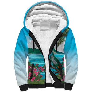 Afro-Saint Lucians Sherpa Hoodie Pitons Landscape