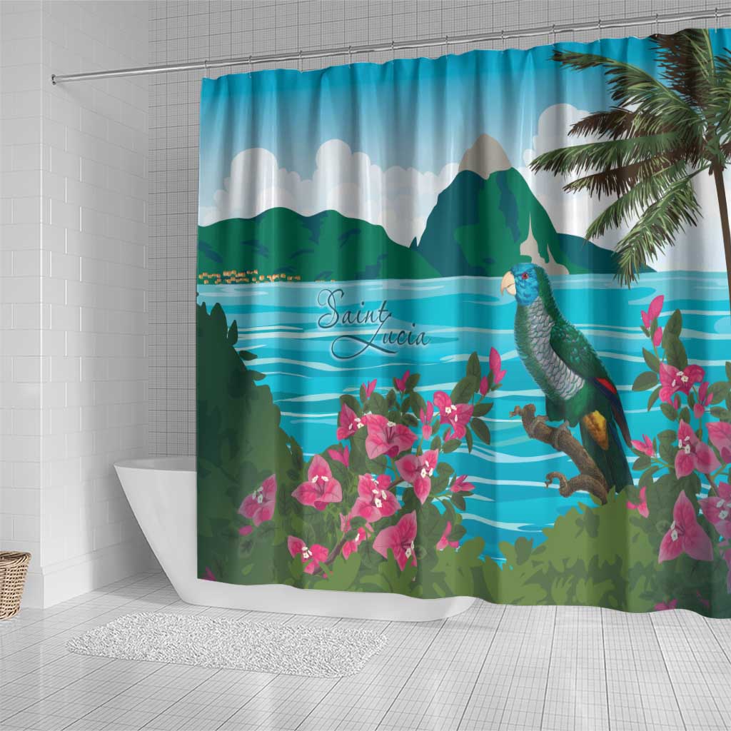 Afro-Saint Lucians Shower Curtain Pitons Landscape